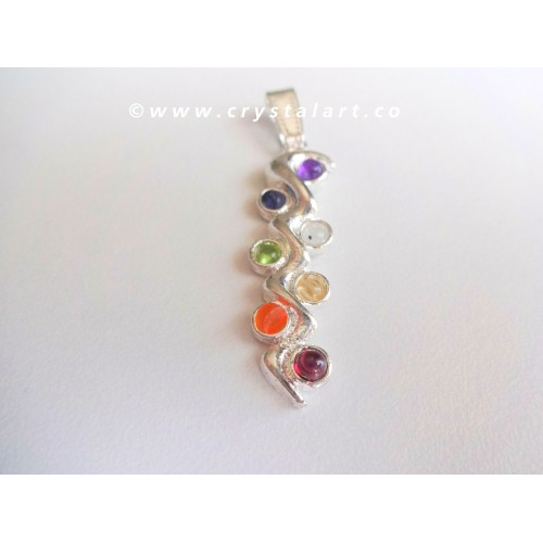 Gemstone Chakra Snake Metal Pendant