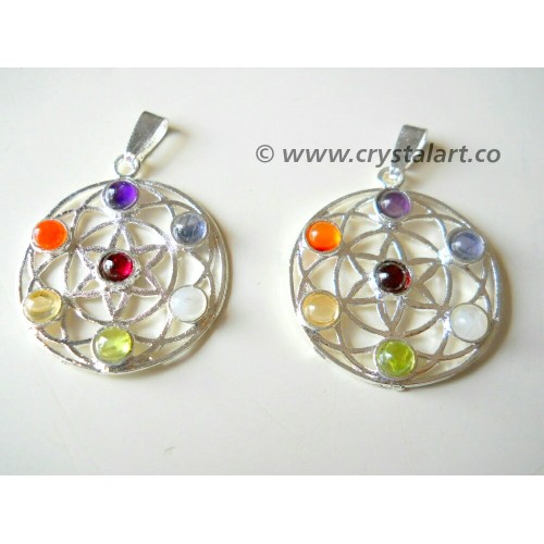 Flower of Life Chakra Metal Pendant