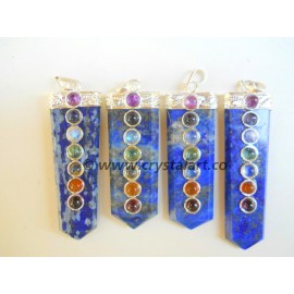 Lapis Lazuli 7 Chakra Flat Point Pendants