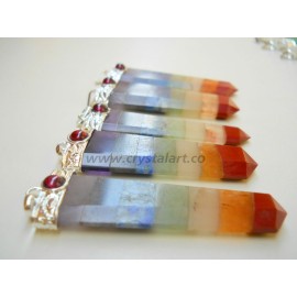 Gemstone Chakra Bonded Flat Point Pendants