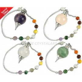 Gemstone Chakra Chain with Brass Point Pendulum