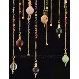 Gemstone Chakra Chain with Brass Point Pendulum