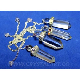 Crystal Faceted Pencil Chakra Garnet Pendulum