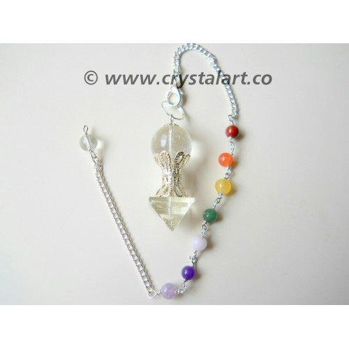 Clear Quartz Pyramid Chakra Chain Pendulum