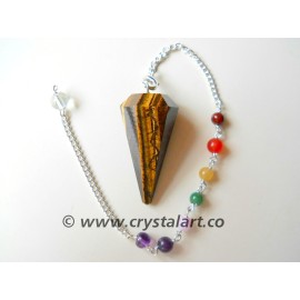 Tiger Eye Faceted Chakra Chain Pendulum