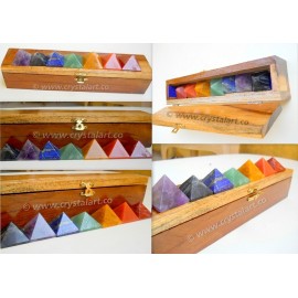 Seven Chakra Gemstone Pyramid set with Box