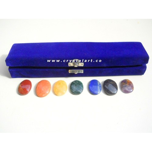 Gemstone Chakra Cabochon Set with Velvet Case