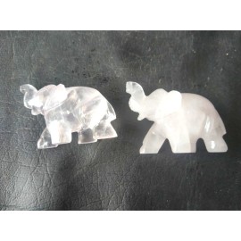 Clear Crystal Quartz Stone 1.5 - 2 Inch Trunk Up Elephant