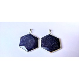 Blue Goldstone Flat Star of David Pendants