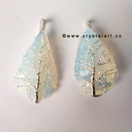 Opalite Silver Wire Wrapped Arrowhead Stone Pendants