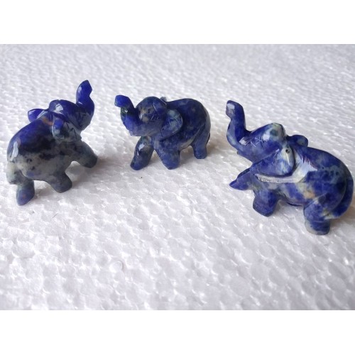 African Sodalite Stone 1.5 - 2 Inch Trunk Up Elephant