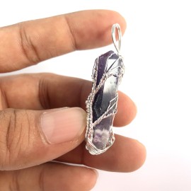 Chevron Amethyst Double Terminated Points Fully Wrapped Pendants