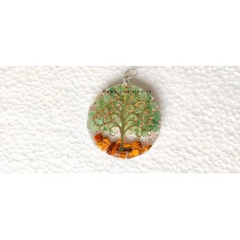 Green Aventurine Tiger Eye Chips Inside Tree Of Life Hexagonal Orgone Pendants