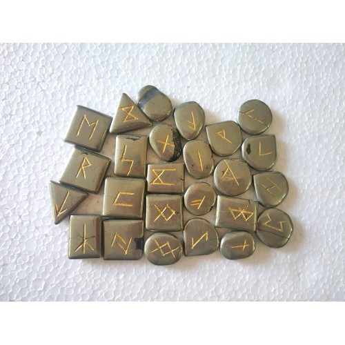 Pyrite Free Form Cabochon Shape Rune Set