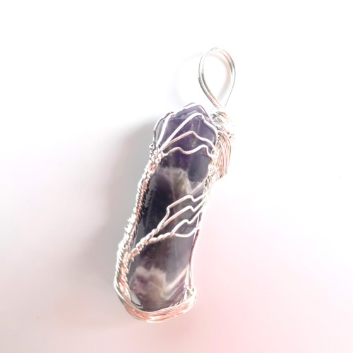 Chevron Amethyst Double Terminated Points Fully Wrapped Pendants