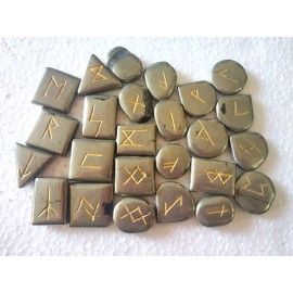 Pyrite Free Form Cabochon Shape Rune Set