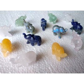 Mix Agate Stone 1.5 - 2 Inch Trunk Up Elephant