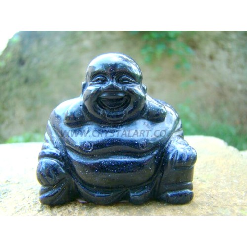 Blue Gold Stone Laughing Buddha