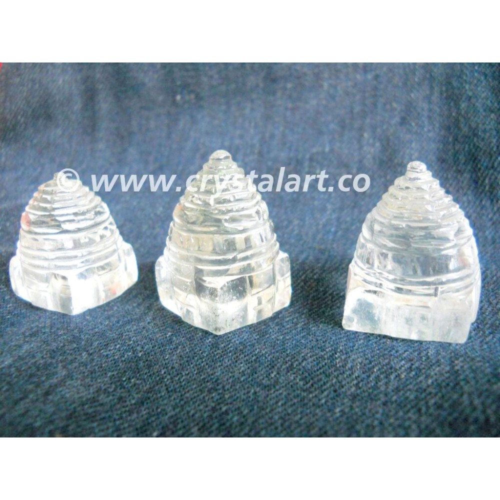 CLEAR CRYSTAL QUARTZ SMALL SIZE CARVING SHREE YANTRA