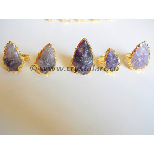 Amethyst Agate Electroplated Arrowheads Finger Ring