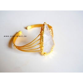 Clear Quartz Electroplated Arrowheads Bangle