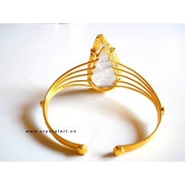 Clear Quartz Electroplated Arrowheads Bangle