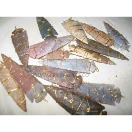 Metal Wire Wrapped Extra long Arrowheads Pendants