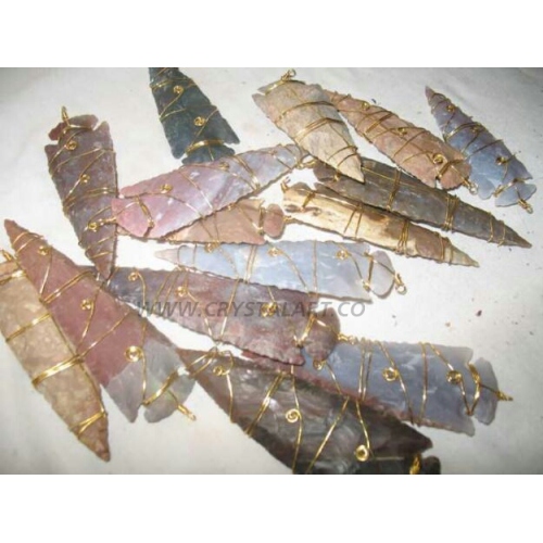 Metal Wire Wrapped Extra long Arrowheads Pendants