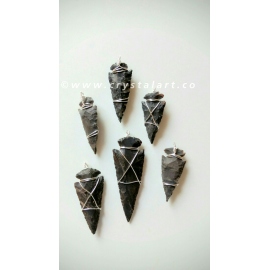 Indian Black Agate Wire wrapped Arrowhead Pendants