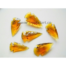 YELLOW GLASS STONE INDIAN ARROWHEADS