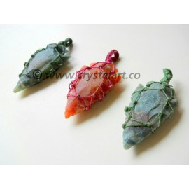 ROPE NETTED INDIAN AGATE ARROWHEAD PENDANTS