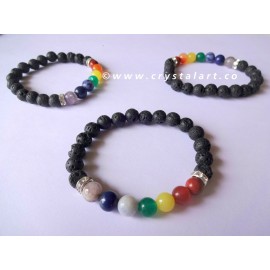 Lava Stone 7 Chakra Plane Beads Chakra Bracelet