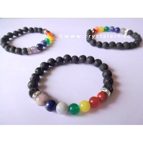 Lava Stone 7 Chakra Plane Beads Chakra Bracelet