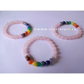 Rose Quartz 7 Chakra Plane Beads Chakra Bracelet