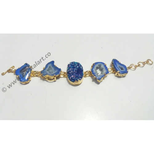 Gemstone Coated Druzy Electroplated Bracelets