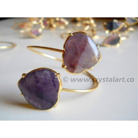 Amethyst Agate Electroplated Heart Shape Bangle