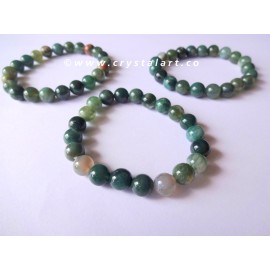 Moss Agate Plane Beads Bracelets