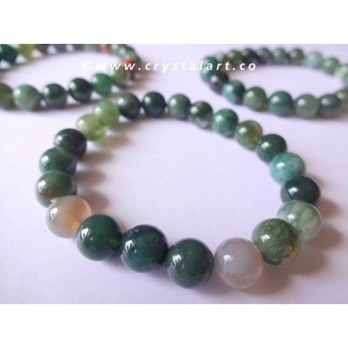 Moss Agate Plane Beads Bracelets