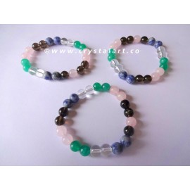 Mix Gemstone 2 Pieces Plane Beads Bracelets