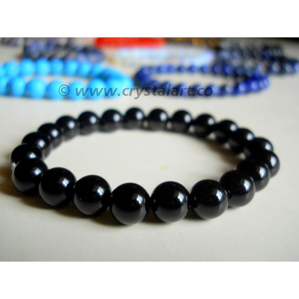 Black Obsidian 8 mm Plane Beads Bracelets