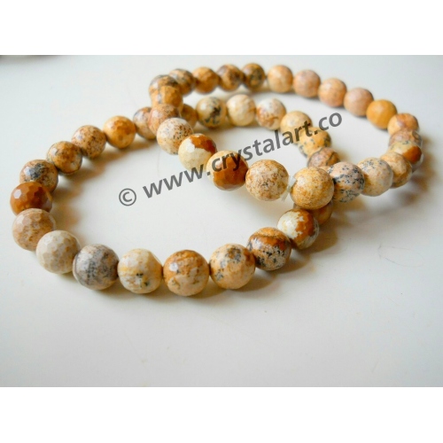 Picture Jasper Agate Faceted Beads 8 mm Bracelets