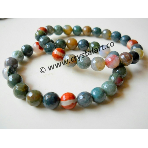 Moss Agate Faceted Beads 8 mm Bracelets