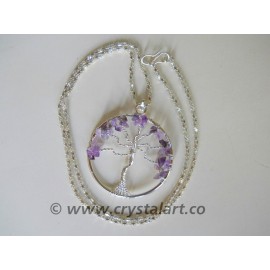 Amethyst Agate Tree of Life Necklace