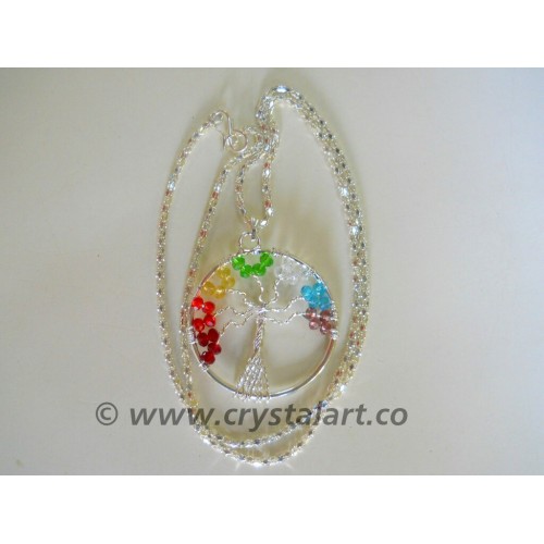 7 Chakra Glass Tree of Life  Necklace