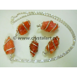 Red Carnelian Wire Wrapped Natural Pendant