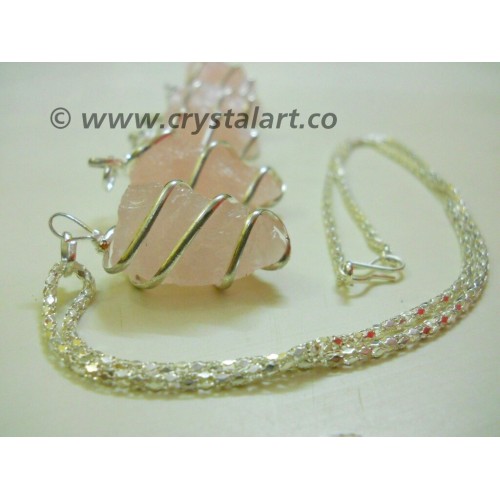 Rose Quartz Wire Wrapped Natural Pendants