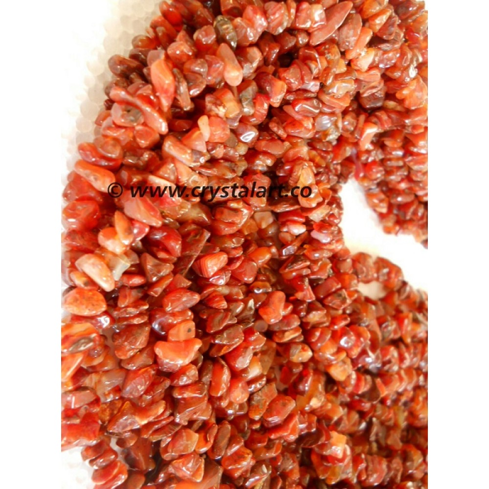 Red Carnelian Agate Chips 36 Inches Strings