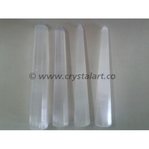 White Selenite Obelisk Point