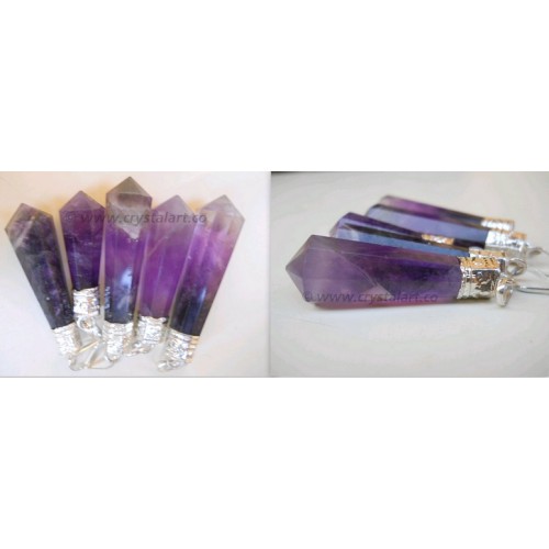 Amethyst Slop Cap Point Pencil Pendants