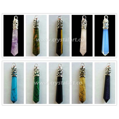 Gemstone Faceted Slopped Cap Point Pendants